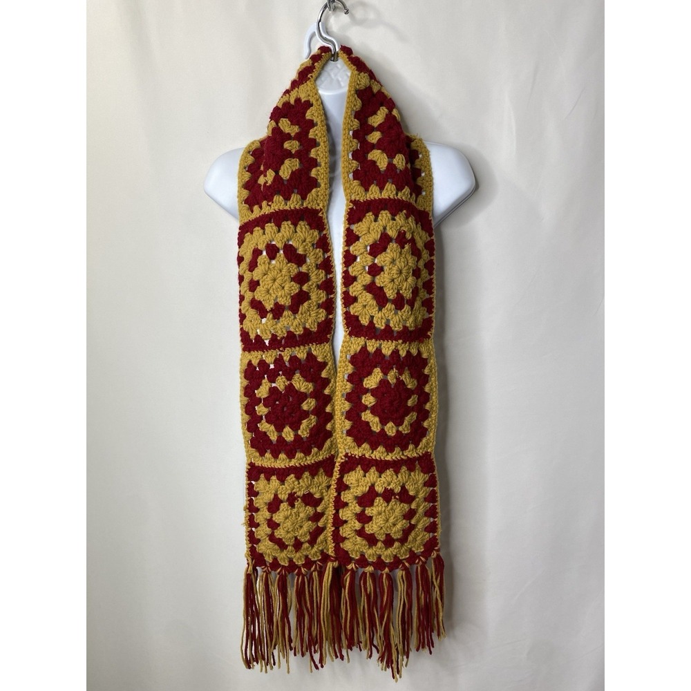 Handmade Harry Potter Gryffindor Scarf Granny Square Pattern One Of A Kind Artsy